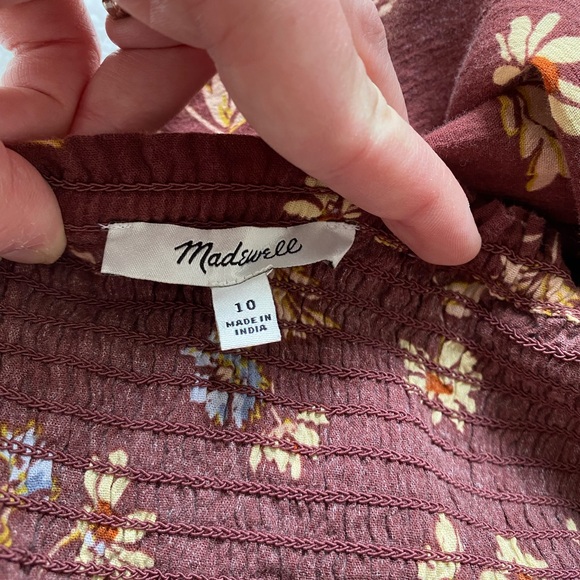 Madewell Lucie Smocked Square Neck Cotton Peplum Blouse - Picture 3 of 4